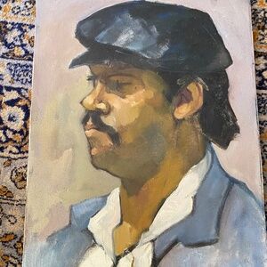 Painting African American Man with Hat And Mustache